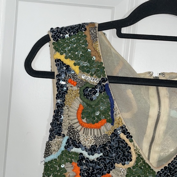 Alice + Olivia Sequined Green Mini Dress Size 12 - Picture 3 of 8